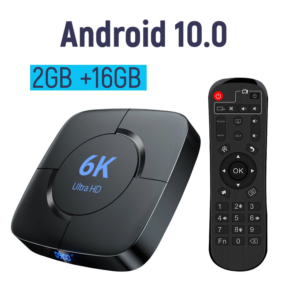 HONGTOP Smart TV Box 6K Android 10 Support 4K HD 1080p Video 2.4G/5G WiFi Bluetooth H.256 Smart Voice Media Player Set Top Box