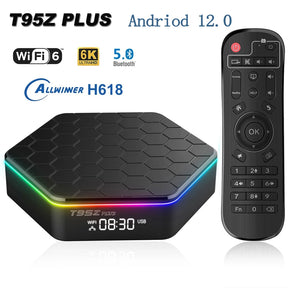 Versão global Box Smart TV WIFI6 Bluetooth 5 AllwinnerH618 32GB 64GB T95ZPLUS 4K HDR10 STREAM Media Player Multi Language