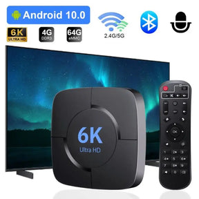 HONGTOP Smart TV Box 6K Android 10 Support 4K HD 1080p Video 2.4G/5G WiFi Bluetooth H.256 Smart Voice Media Player Set Top Box